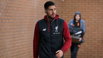 BURNLEY, ENGLAND - JANUARY 01: Emre Can of Liverpool arrives at the stadium prior to the Premier League match between Burnley and Liverpool at Turf Moor on January 1, 2018 in Burnley, England. (Photo by Nigel Roddis/Getty Images)