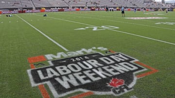 A general view prior to play between the Toronto Argonauts and Hamilton Tiger-cats during a CFL football game at Tim Hortons Field on September 1, 2014 in Hamilton, Ontario, Canada. (Photo by Claus Andersen/Getty Images)