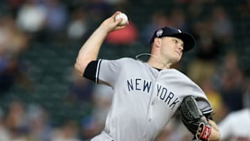 MINNEAPOLIS, MN - SEPTEMBER 11: Sonny Gray #55 of the New York Yankees pitches during the game against the Minnesota Twins at Target Field on Monday, September 11, 2018 in Minneapolis, Minnesota. The Twins defeated the Yankees 10-5. (Photo by Rob Leiter/MLB Photos via Getty Images)