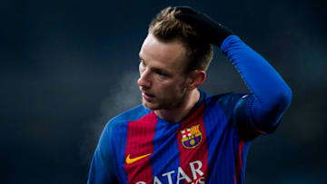 SAN SEBASTIAN, SPAIN - JANUARY 19: Ivan Rakitic of FC Barcelona reacts during the Copa del Rey Quarter Final, First Leg match between Real Sociedad de Futbol and FC Barcelona at Estadio Anoeta on January 19, 2017 in San Sebastian, Spain. (Photo by Juan Manuel Serrano Arce/Getty Images)