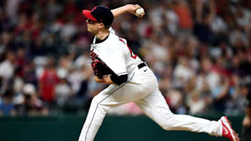 CLEVELAND, OHIO - JULY 24: Phil Maton #88 of the Cleveland Indians pitches during a game between the Cleveland Indians and the Tampa Bay Rays at Progressive Field on July 24, 2021 in Cleveland, Ohio. (Photo by Emilee Chinn/Getty Images)