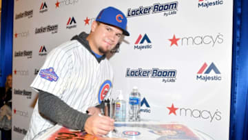 CHICAGO, IL - APRIL 11: Macy's Locker Room By Lids and Majestic welcome Chicago Cubs' Kyle Schwarber to celebrate start at 2017 baseball season on April 11, 2017 in Chicago, Illinois. (Photo by Daniel Boczarski/Getty Images for Macy's)