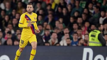SEVILLA, SPAIN - FEBRUARY 9: Jordi Alba of FC Barcelona during the La Liga Santander match between Real Betis Sevilla v FC Barcelona at the Estadio Benito Villamarin on February 9, 2020 in Sevilla Spain (Photo by Eric Verhoeven/Soccrates/Getty Images)