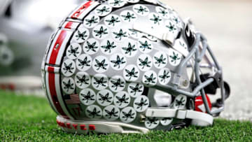 INDIANAPOLIS, INDIANA - DECEMBER 07: Ohio State Buckeyes football helmet before the BIG Ten Football Championship Game against the Wisconsin Badgers at Lucas Oil Stadium on December 07, 2019 in Indianapolis, Indiana. (Photo by Andy Lyons/Getty Images)