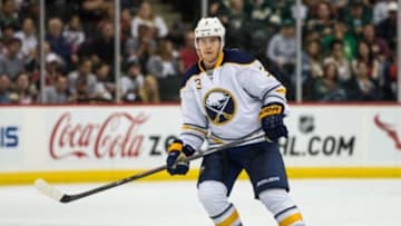 Sep 21, 2015; Saint Paul, MN, USA; Buffalo Sabres defenseman Mark Pysyk (3) against the Minnesota Wild at Xcel Energy Center. The Sabres defeated the Wild 3-2. Mandatory Credit: Brace Hemmelgarn-USA TODAY Sports