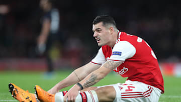LONDON, ENGLAND - NOVEMBER 28: A dejected Granit Xhaka of Arsenal during the UEFA Europa League group F match between Arsenal FC and Eintracht Frankfurt at Emirates Stadium on November 28, 2019 in London, United Kingdom. (Photo by Charlotte Wilson/Offside/Offside via Getty Images)