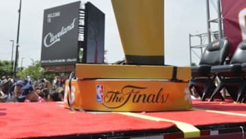 Jun 22, 2016; Cleveland, OH, USA; A large replica of The Larry O