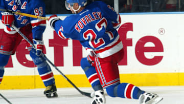 2004 Season: Player Alexei Kovalev of the New York Rangers. (Photo by Bruce Bennett Studios/Getty Images)