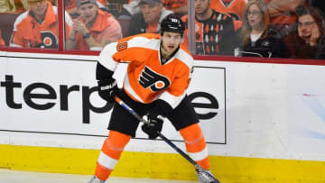 Apr 24, 2016; Philadelphia, PA, USA; Philadelphia Flyers center Brayden Schenn (10) during the third period against the Washington Capitals in game six of the first round of the 2016 Stanley Cup Playoffs at Wells Fargo Center. The Capitals won 1-0. Mandatory Credit: Derik Hamilton-USA TODAY Sports