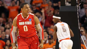 BOSTON, MA - MARCH 24: Jared Sullinger #0 of the Ohio State Buckeyes reacts after a basket against the Syracuse Orange during the 2012 NCAA Men's Basketball East Regional Final at TD Garden on March 24, 2012 in Boston, Massachusetts. (Photo by Jim Rogash/Getty Images)
