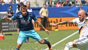 Sep 25, 2016; Carson, CA, USA; Seattle Sounders forward Jordan Morris (13) and Los Angeles Galaxy defender Jelle Van Damme (37) battle for the ball in the first half of the game at StubHub Center. Mandatory Credit: Jayne Kamin-Oncea-USA TODAY Sports