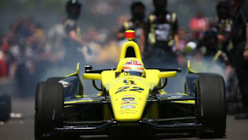 INDIANAPOLIS, IN - MAY 23: Sage Karam, driver of the #22 Dreyer and Reinbold - Kingdom Racing w/CGR Chevrolet Dallara, drives during the pit stop challenge on Carb Day for the 98th running of the Indianapolis 500 Mile Race on May 23, 2014 at Indianapolis Motor Speedway in Indianapolis, Indiana. (Photo by Chris Graythen/Getty Images)