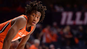 CHAMPAIGN, IL - NOVEMBER 26: Illinois Fighting Illini guard Ayo Dosunmu (11) looks on during the college basketball game between the Lindenwood Lions and the Illinois Fighting Illini on November 26, 2019, at the State Farm Center in Champaign, Illinois. (Photo by Michael Allio/Icon Sportswire via Getty Images)