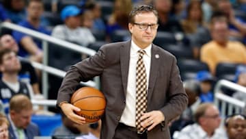 Nov 5, 2016; Orlando, FL, USA; Washington Wizards head coach Scott Brooks during the first quarter at Amway Center. Mandatory Credit: Kim Klement-USA TODAY Sports