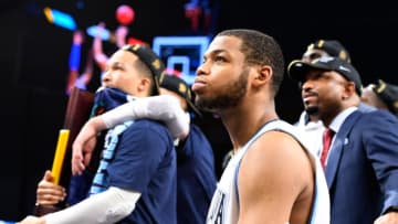 SAN ANTONIO, TX - APRIL 02: Omari Spellman #14 of the Villanova Wildcats celebrates after the 2018 NCAA Men's Final Four National Championship game against the Michigan Wolverines at the Alamodome on April 2, 2018 in San Antonio, Texas. (Photo by Brett Wilhelm/NCAA Photos via Getty Images)