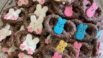 Pretzels decorated for Easter at The Dressed Pretzel in Larchmont. Photographed March 28, 2023Easter Pretzels Good