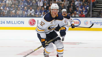 TORONTO,ON - SEPTEMBER 21: Alexander Nylander #92 of the Buffalo Sabres skates against the Toronto Maple Leafs during an NHL pre-season game at Scotiabank Arena on September 21, 2018 in Toronto, Ontario, Canada. The Maple Leafs defeated the Sabres 5-3. (Photo by Claus Andersen/Getty Images)
