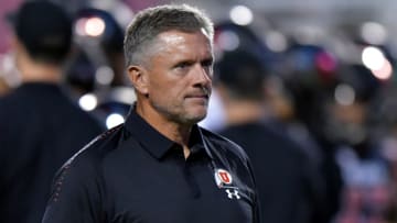SALT LAKE CITY, UT - SEPTEMBER 15: Head coach Kyle Whittingham of the Utah Utes looks on prior to a game against the Washington Huskies at Rice-Eccles Stadium on September 15, 2018 in Salt Lake City, Utah. (Photo by Gene Sweeney Jr/Getty Images)