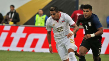 USA's DeAndre Yedlin (R) vies for the ball with Costa Rica's Ronald Matarrita during a Copa America Centenario football match in Chicago, Illinois, United States, on June 7, 2016. / AFP / tasos katopodis (Photo credit should read TASOS KATOPODIS/AFP/Getty Images)