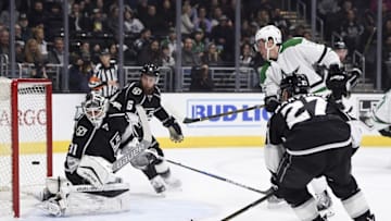 Jan 9, 2017; Los Angeles, CA, USA; Dallas Stars right wing Brett Ritchie (25) scores a goal on Los Angeles Kings goalie Peter Budaj (31) during the first period at Staples Center. Mandatory Credit: Kelvin Kuo-USA TODAY Sports