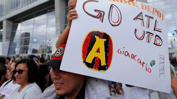 ATLANTA, GA - OCTOBER 22: A young fan cheers prior to the match between the Atlanta United and the Toronto FC at Mercedes-Benz Stadium on October 22, 2017 in Atlanta, Georgia. (Photo by Kevin C. Cox/Getty Images)