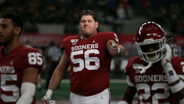 ARLINGTON, TX - DECEMBER 07: Creed Humphrey #56 of the Oklahoma Sooners warms up before playing the Baylor Bears in the Big 12 Football Championship at AT&T Stadium on December 7, 2019 in Arlington, Texas. (Photo by Ron Jenkins/Getty Images)