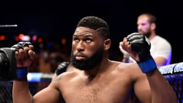 PERTH, AUSTRALIA - FEBRUARY 11: Curtis Blaydes enters the Octagon before facing Mark Hunt of New Zealand in their heavyweight bout during the UFC 221 event at Perth Arena on February 11, 2018 in Perth, Australia. (Photo by Jeff Bottari/Zuffa LLC/Zuffa LLC via Getty Images)