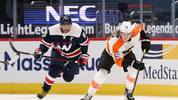Nolan Patrick, Philadelphia Flyers and Alex Ovechkin, Washington Capitals (Mandatory Credit: Geoff Burke-USA TODAY Sports)