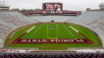 TALLAHASSEE FL - DECEMBER 06: Bobby Bowden Field at Doak Campbell stadium jumbotron welcomes new head coach Willie Taggart during the introductory press conference of Florida State's new head coach, Willie Taggart at the Champions Club at Doak Campbell Stadium on December 06, 2017 in Tallahassee, FL. (Photo by Logan Stanford/Icon Sportswire via Getty Images)