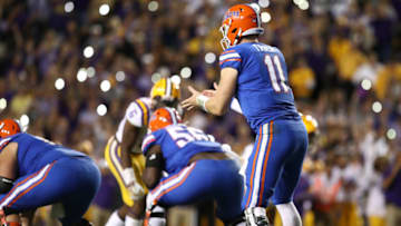 BATON ROUGE, LOUISIANA - OCTOBER 12: Kyle Trask #11 of the Florida Gators prepares for the snap against the LSU Tigers during the fourth quarter at Tiger Stadium on October 12, 2019 in Baton Rouge, Louisiana. (Photo by Marianna Massey/Getty Images)