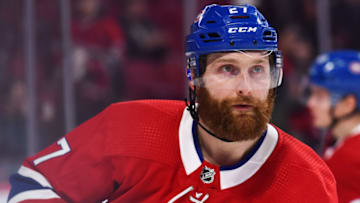 MONTREAL, QC - JANUARY 15: Look on Montreal Canadiens defenceman Karl Alzner (27) at warm-up before the Florida Panthers versus the Montreal Canadiens game on January 15, 2019, at Bell Centre in Montreal, QC (Photo by David Kirouac/Icon Sportswire via Getty Images)