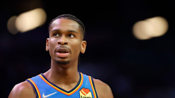 Shai Gilgeous-Alexander #2 of the Oklahoma City Thunder walks to the bench during the second half of the NBA game against the Phoenix Suns at Footprint Center on December 23, 2021 in Phoenix, Arizona. The Suns defeated the Thunder 113-101. NOTE TO USER: User expressly acknowledges and agrees that, by downloading and or using this photograph, User is consenting to the terms and conditions of the Getty Images License Agreement. (Photo by Christian Petersen/Getty Images)