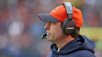 CHICAGO, IL - DECEMBER 13: Offensive coordinator Adam Gase of the Chicago Bears watches as the Bears take on the Washington Redskins at Soldier Field on December 13, 2015 in Chicago, Illinois. The Redskins defeated the Bears 24-21. (Photo by Jonathan Daniel/Getty Images)