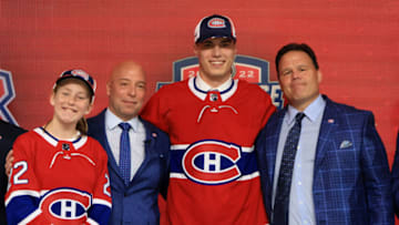 MONTREAL, QUEBEC - JULY 07: Juraj Slafkovsky is drafted by the Montreal Canadiens during Round One of the 2022 Upper Deck NHL Draft at Bell Centre on July 07, 2022 in Montreal, Quebec, Canada. (Photo by Bruce Bennett/Getty Images)