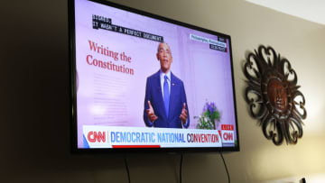 Former U.S. president Barack Obama for the Democratic National Convention (Photo by Michael M. Santiago/Getty Images)