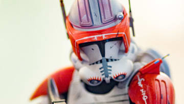 MADRID, SPAIN - DECEMBER 15: A Commander Cody clone trooper figure is exhibited at the 'Star Wars Exhibition' at Telefonica flagship store on December 15, 2017 in Madrid, Spain. (Photo by Eduardo Parra/Getty Images)