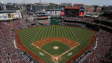 FanDuel MLB: WASHINGTON, DC - MARCH 28: An overall as Max Scherzer #31 of the Washington Nationals pitches in the second inning against the New York Mets on Opening Day at Nationals Park on March 28, 2019 in Washington, DC. (Photo by Patrick McDermott/Getty Images)
