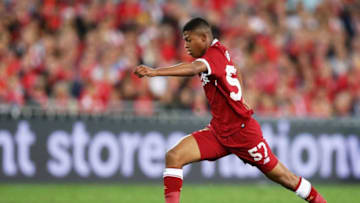 SYDNEY, AUSTRALIA - MAY 24: Rhian Brewster of Liverpool controls the ball during the International Friendly match between Sydney FC and Liverpool FC at ANZ Stadium on May 24, 2017 in Sydney, Australia. (Photo by Matt King/Getty Images)