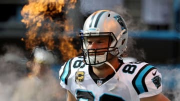 CHARLOTTE, NC - SEPTEMBER 09: Greg Olsen #88 of the Carolina Panthers takes the field against the Dallas Cowboys at Bank of America Stadium on September 9, 2018 in Charlotte, North Carolina. (Photo by Streeter Lecka/Getty Images)