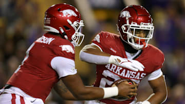 KJ Jefferson, Arkansas football (Photo by Jonathan Bachman/Getty Images)