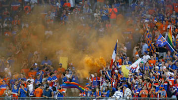 CINCINNATI, OH - JULY 16: Fans of FC Cincinnati set off smoke bombs while cheering on their team during the match against Crystal Palace FC at Nippert Stadium on July 16, 2016 in Cincinnati, Ohio. Crystal Palace FC defeated FC Cincinnati 2-0. (Photo by Kirk Irwin/Getty Images)