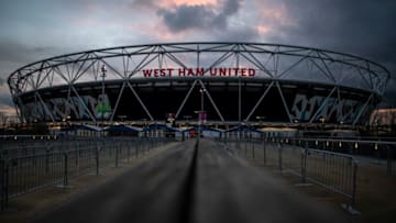 LONDON, ENGLAND - MARCH 14: LONDON, ENGLAND - MARCH 14: A General view of the London Stadium, home of West Ham United as all Premier League matches are postponed until at least April 4th due to the Coronavirus Covid-19 pandemic on March 14, 2020 in London, England. It has been announced that all football league matches, including the Premier League and Women’s Super League, have been postponed until at least April 4 in response to the threat of coronavirus. This follows UEFA's decision to suspend fixtures in the Champion's League and the Europa League, as many top flight players enter self-isolation. (Photo by Justin Setterfield/Getty Images)
