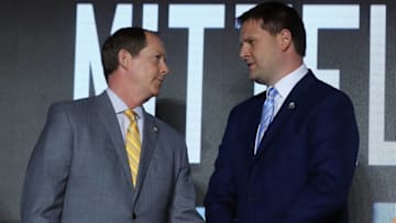 CHICAGO, IL - JUNE 23: (L-R) Phil Housley and Jason Botterill of the Buffalo Sabres attend the 2017 NHL Draft at the United Center on June 23, 2017 in Chicago, Illinois. (Photo by Bruce Bennett/Getty Images)