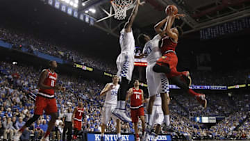 Dec 26, 2015; Lexington, KY, USA; Louisville Cardinals guard Damion Lee (0) shoots during the first half against the Kentucky Wildcats forward Marcus Lee (00) at Rupp Arena. Kentucky won 75-73. Mandatory Credit: Frank Victores-USA TODAY Sports