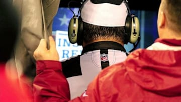 December 2, 2012;Baltimore, MD, USA;Referee Al Riveron goes into the Instant Replay booth during the game between the Pittsburgh Steelers and the Baltimore Ravens at M