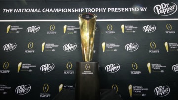 National Championship Trophy during media day for the College Football Playoff. (Photo by Chris Graythen/Getty Images)