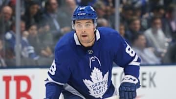 TORONTO, ON - OCTOBER 15: Cody Ceci #83 of the Toronto Maple Leafs skates against the Minnesota Wild during an NHL game at Scotiabank Arena on October 15, 2019 in Toronto, Ontario, Canada. The Maple Leafs defeated the Wild 4-2. (Photo by Claus Andersen/Getty Images)