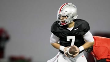 Quarter Back C.J. Stroud, during Ohio State spring football practice, at Woody Hayes Athletic Center, Friday April 2, 2021.13 Osufb 0403 Clh