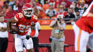 Kansas City Chiefs defensive back Armani Watts returns a pass interception in the first quarter against the Green Bay Packers during a preseason game on Thursday, Aug. 30, 2018, at Arrowhead Stadium in Kansas City, Mo. (John Sleezer/Kansas City Star/TNS via Getty Images)