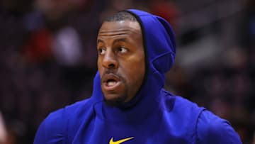 TORONTO, ONTARIO - MAY 30: Andre Iguodala #9 of the Golden State Warriors warms up before Game One of the 2019 NBA Finals against the Toronto Raptors at Scotiabank Arena on May 30, 2019 in Toronto, Canada. NOTE TO USER: User expressly acknowledges and agrees that, by downloading and or using this photograph, User is consenting to the terms and conditions of the Getty Images License Agreement. (Photo by Gregory Shamus/Getty Images)